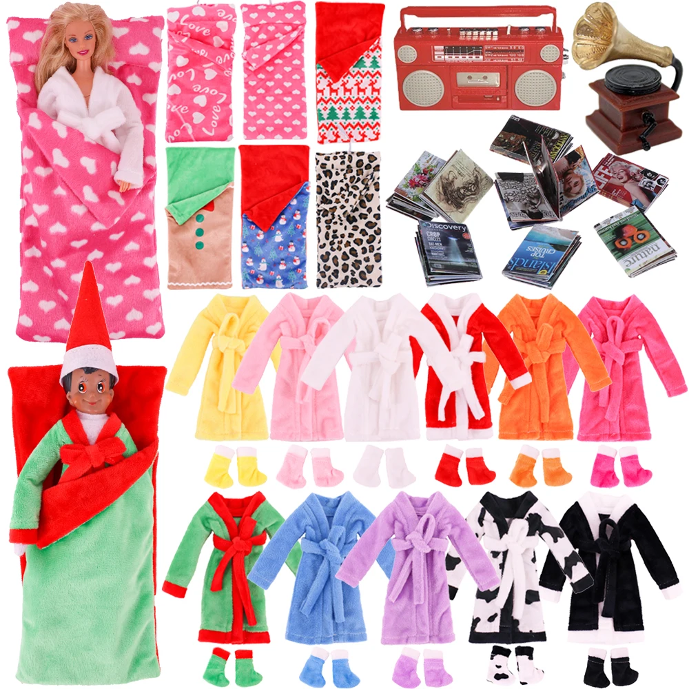 

Pajamas Bathrobe + Shoes For Elf On Shelf Accessories,For Barbie Doll Clothes Accessories,Toys For Girls,Christmas Gift