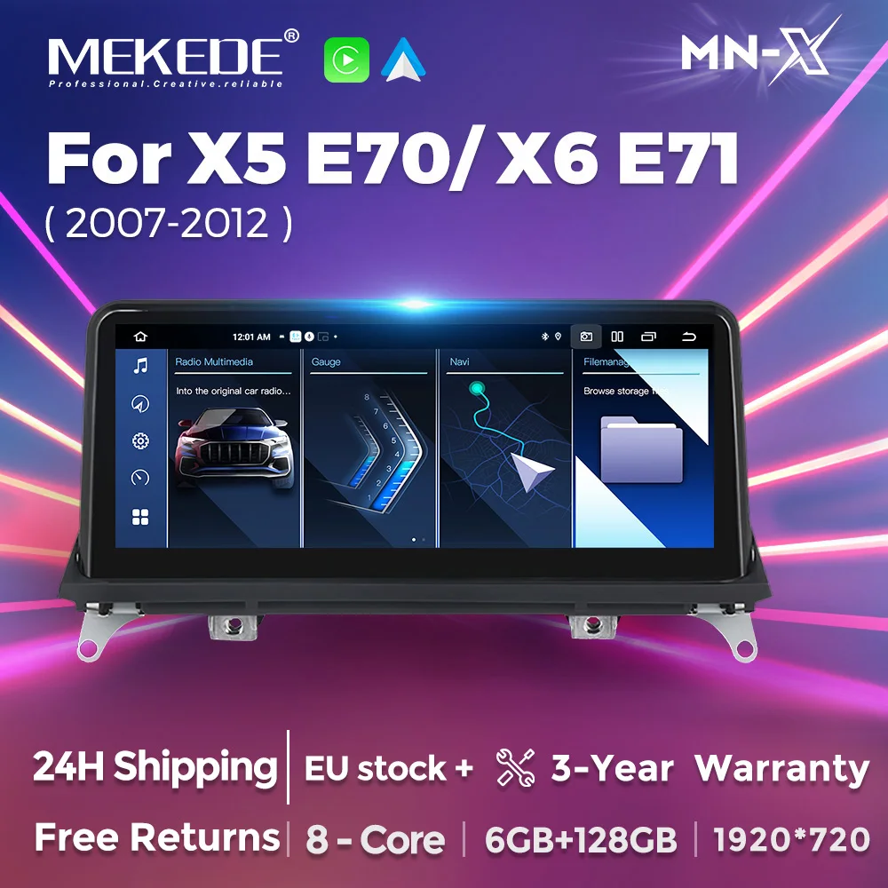 MEKEDE Wireless Carplay Android 14 Intelligent Car Radio System For BMW X5 E70 X6 E71 E72 CCC CIC Android Auto Radio GPS 4G DSP