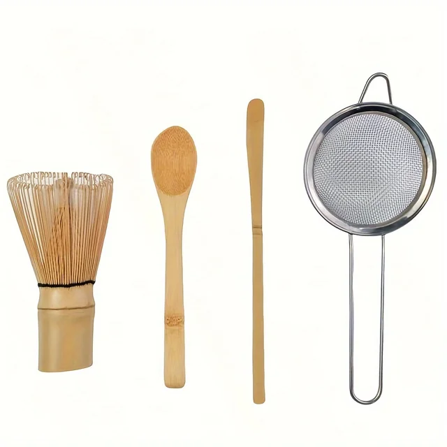 4 pz/5 pz/set cucchiaio da tè in bambù Matcha frusta cucchiaio da tè e paletta filtri da tè strumenti per la preparazione del tè 1