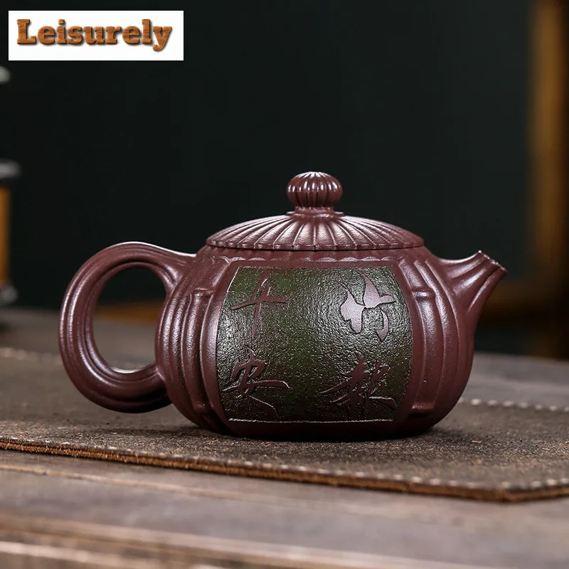 490ml Luxury Yixing Purple Clay Teapots Handmade Xishi Pot Raw Ore Purple Mud Tea Making Kettle With Filter Chinese Zisha Teaset
