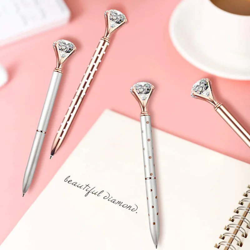 1.0mm Metal Nib Rhinestone Pen Ball Point Pen Crystal Diamond Ballpoint Bling Metal Office Supplies Student Stationery