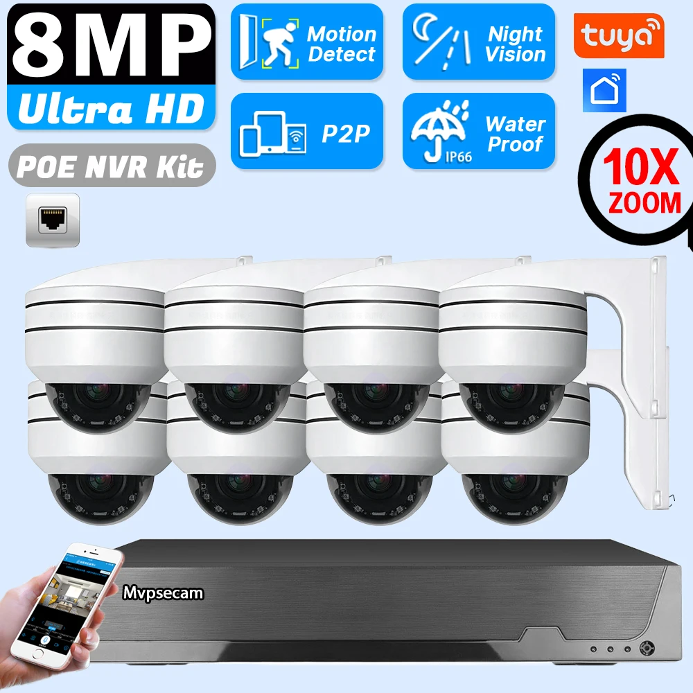 Smart Life 4K POE NVR Kit 10X Zoom POE PTZ Dome Camera - Main Image