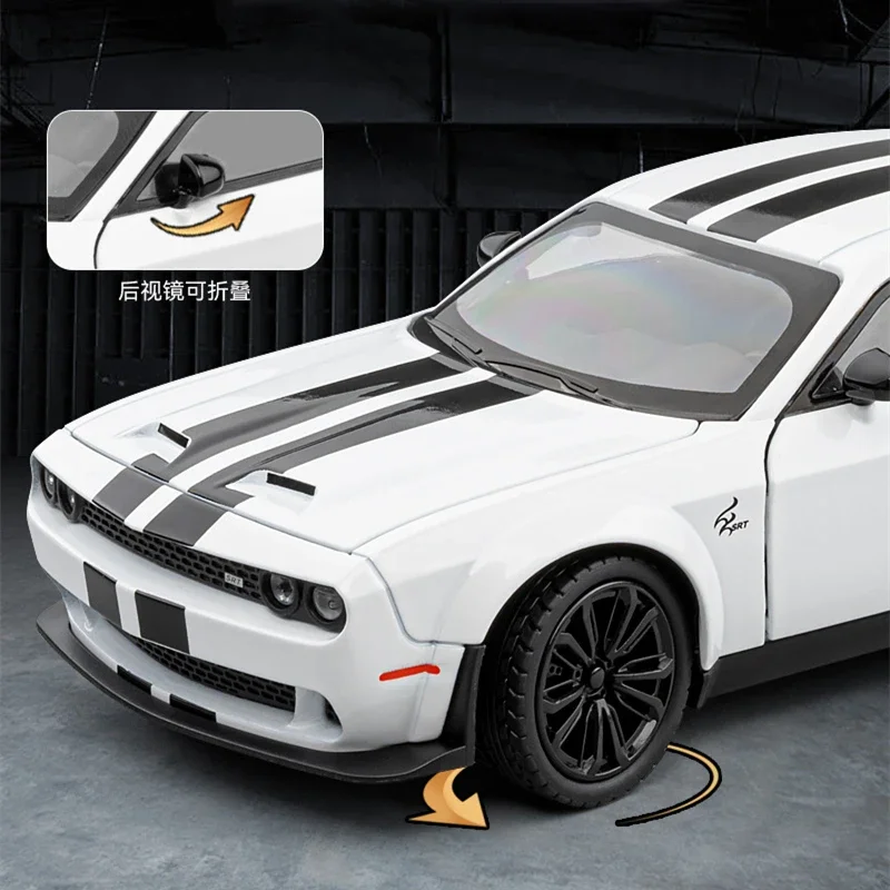 1:24 Dodge Challenger SRT Hellcat Alloy Modified Racing Car Model Diecasts Metal Sports Car Model Sound and Light Kids Toys Gift 4