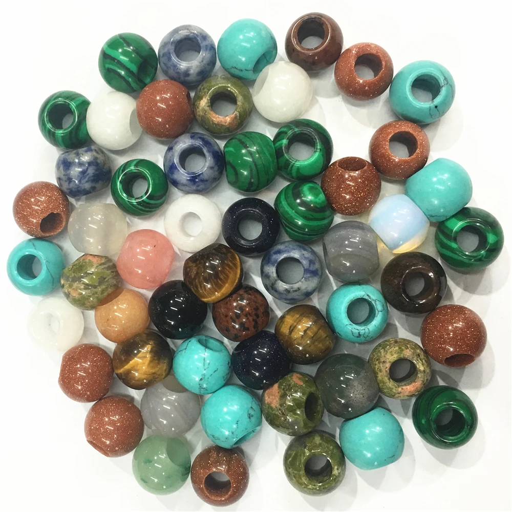 12x10mm Natural Stone European Large Big Hole Beads Charms Pendants for European Bracelet Jewelry Making Wholesale Lots Bulk