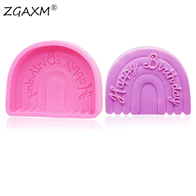 

LM 316-diy Rainbow aromatherapy candle Soap silicone Mould Rainbow happy birthday birthday candle cake decoration silicone mold