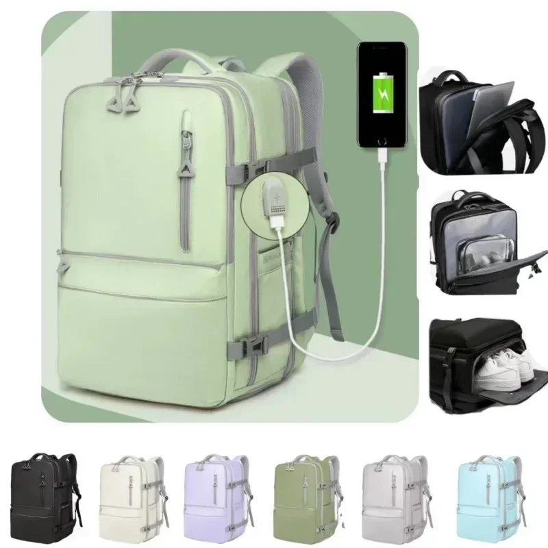 男性と女性のための大容量バックパック、ビジネス旅行旅行旅行荷物、大学生のコンピューターバッグ、35-55l