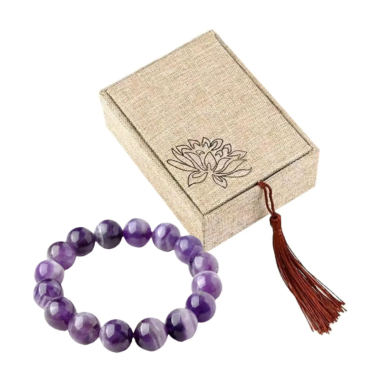 Beaded Bracelet Stylish Handmade Ball Chain Bangle Wristlet Purple Bracelet for Women Men Mother`s Day Birthday Gifts Wife Girls