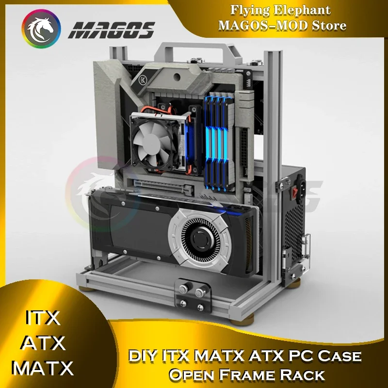 Diy Gamers Gabinete Mod Itx Matx pc Case Open Frame Alumínio Criativo Torre Atx Desktop Gaming Computador Chassis Rack