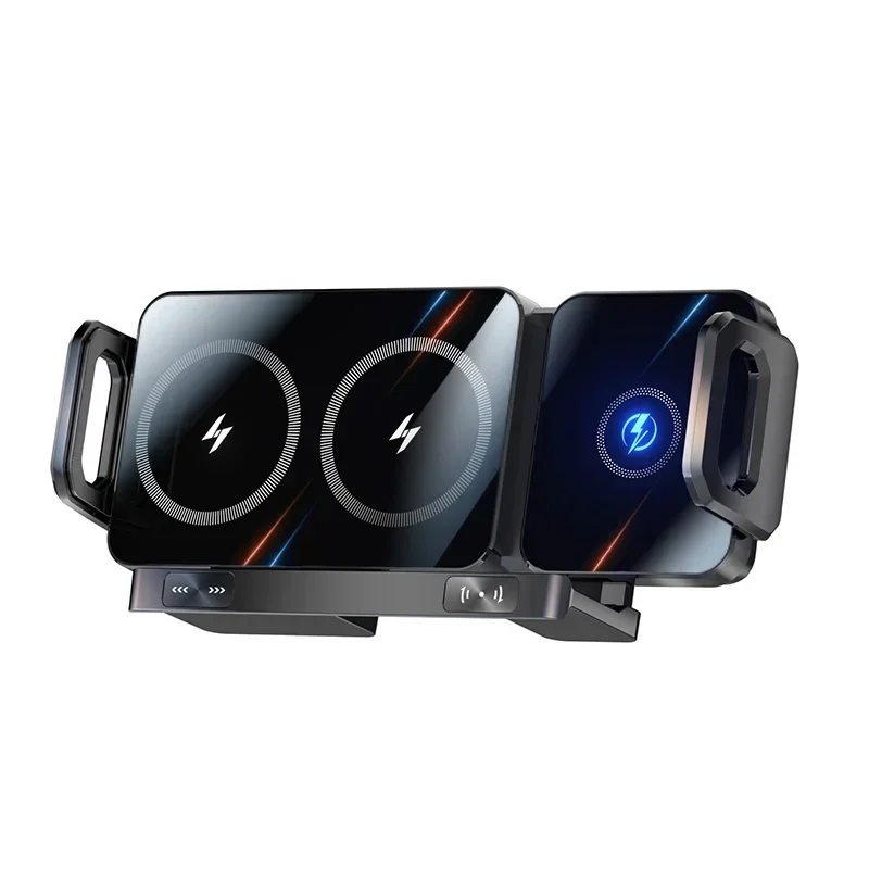 Automatisches kabelloses Dual-Coil-Ladegerät für iPhone Samsung Galaxy Z Fold 2 Flip 4 3 Telefonhalter Auto-Schnellladestation_voghion.com