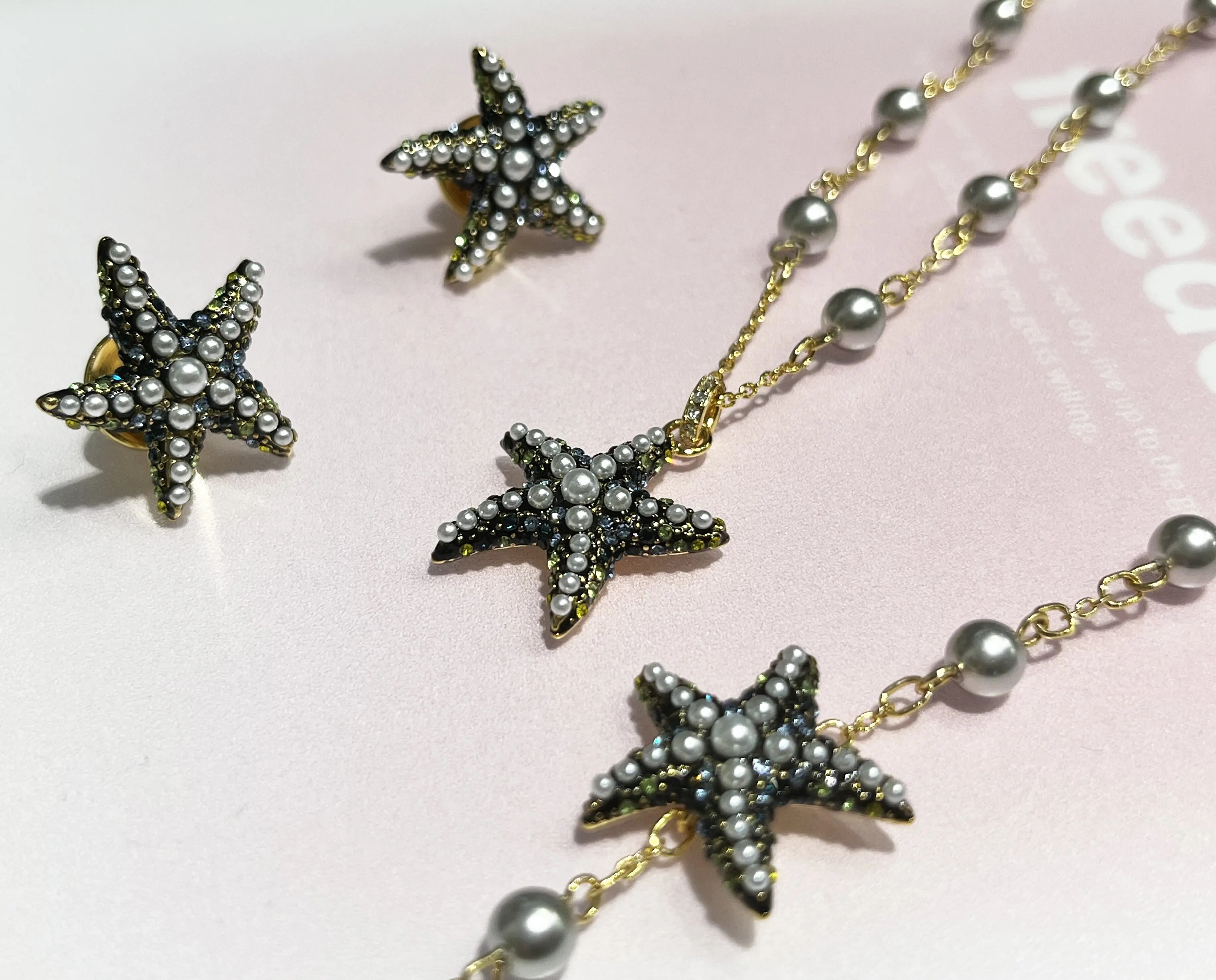 Idylia 2024 Original New Luxury Stainless Steel Fine Jewelry Set Fashion Charm Star Pearl Rings For Women's Party Gift With Logo