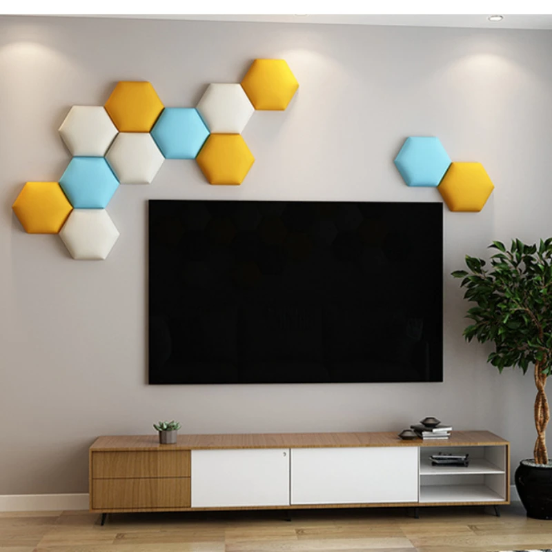 

Hexagonal Soft Bag Anti Knock Tatami Wall Surrounding Background Self Adhesive Bedroom Headboard Soft Bag Bed Head Board