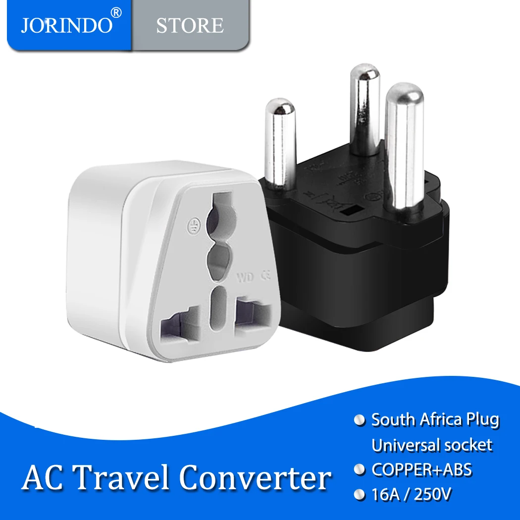 JORINDO Universal UK USA Europe AU RU to Ture South Africa Big 15A 250V 3 Pin Travel AC Power Plug Adapter Type M Plug