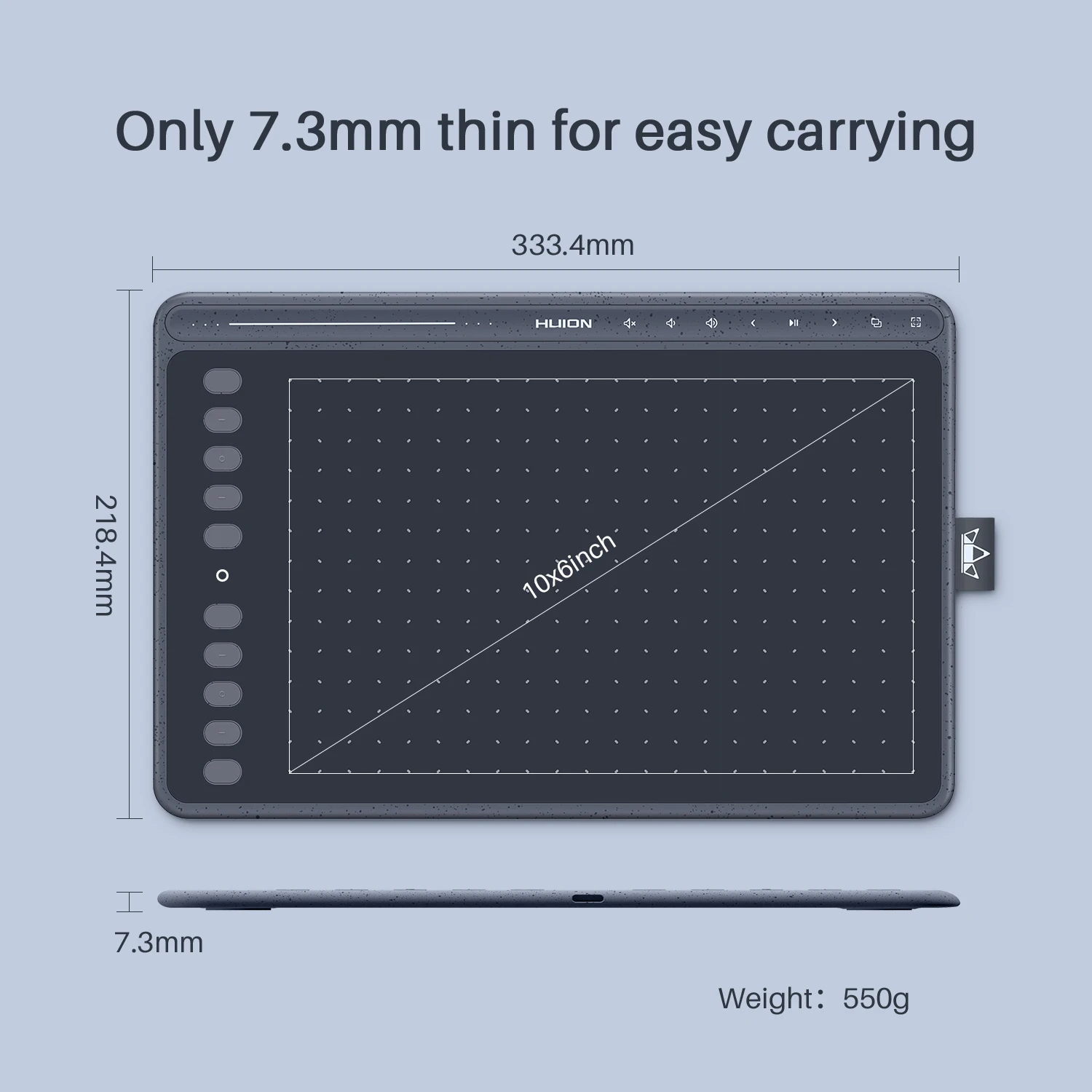 HUION HS611 그래픽 드로잉 태블릿 (배터리 없는 스타일러스 포함) 10.1인치 8192 레벨 안드로이드 지원 디지털 아트 태블릿
