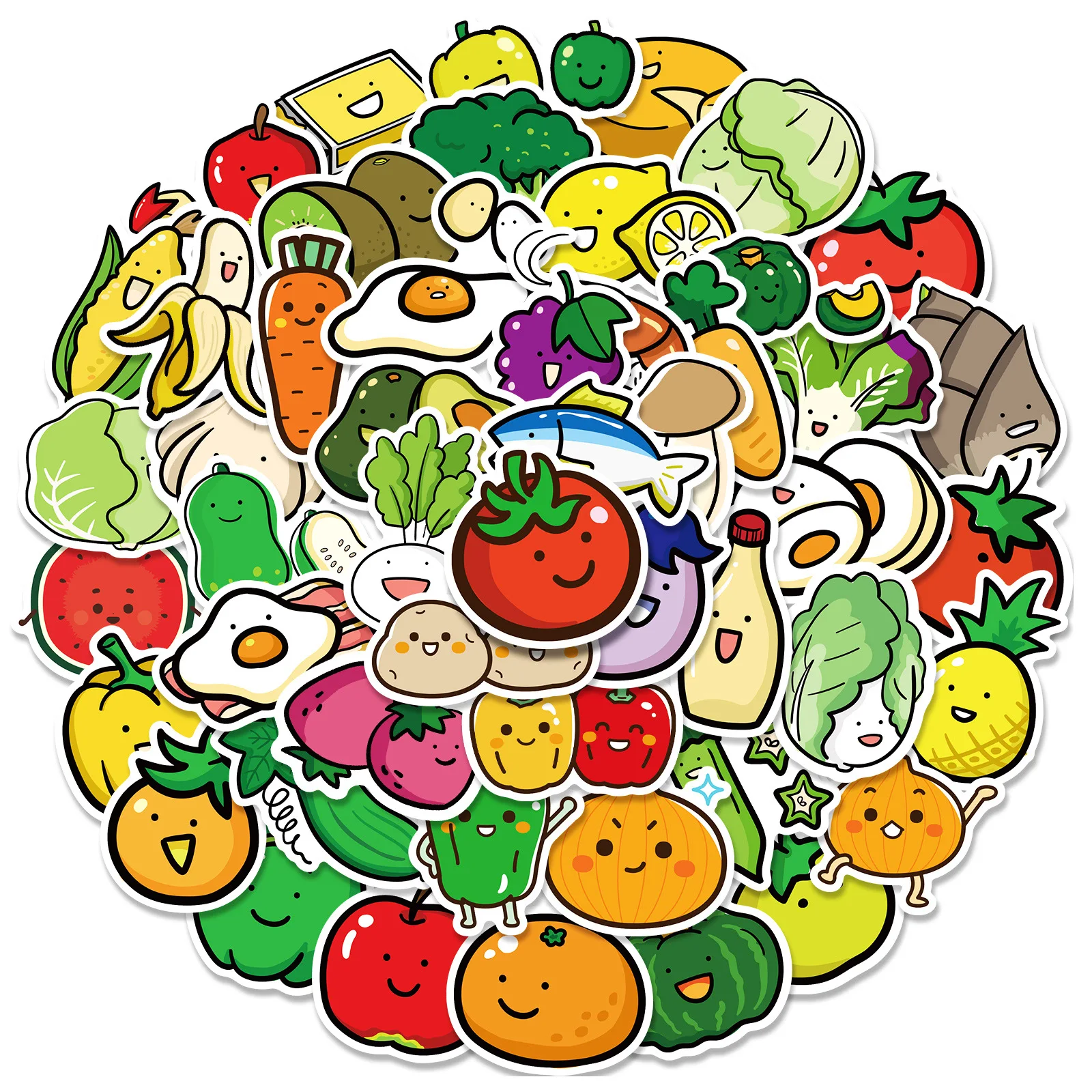 10/30/50pcs Fruit And Vegetable Stickers 0-3 Years Old Baby Knowledge Puzzle Fruit And Vegetable Plant Kids Graffiti Stickers