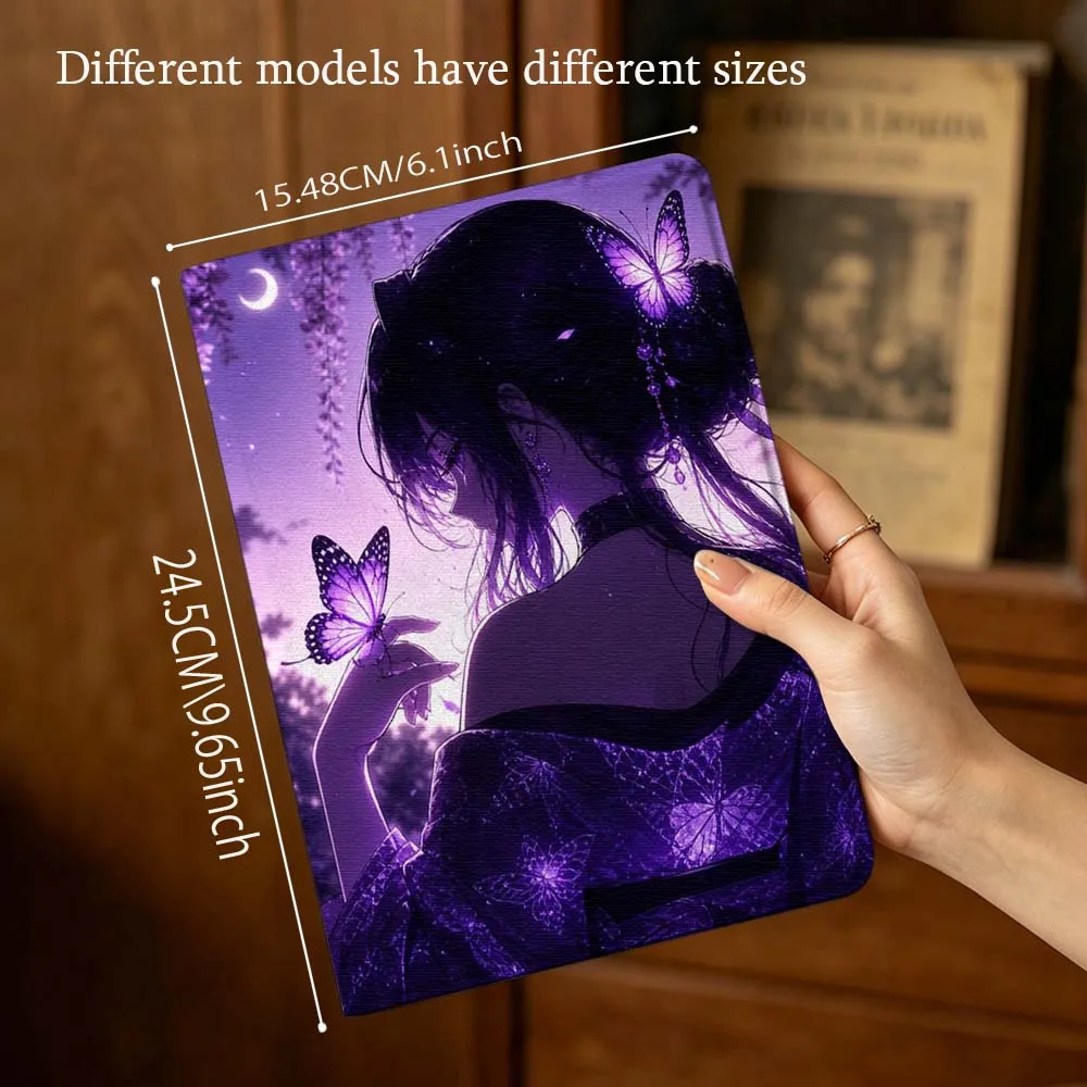 Purple Butterfly Girl Soft Tablet Case for Various Models (11-13 inch)