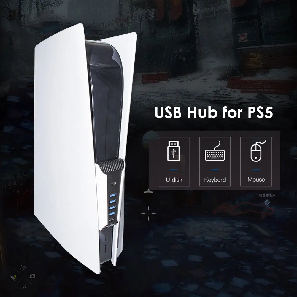 플레이스테이션 5 용 고속 USB 어댑터, PS5 USB 허브 1-5 USB 분배기 확장기 허브, 5 개 USB A 1 개 타입 C 포트