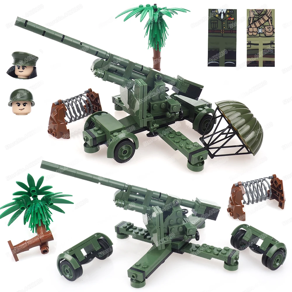 

Military German Army High Shot Artillery Building Block Assemble WW2 War Figures Anti-tank Guns Weapons Model Child Gift Boy Toy