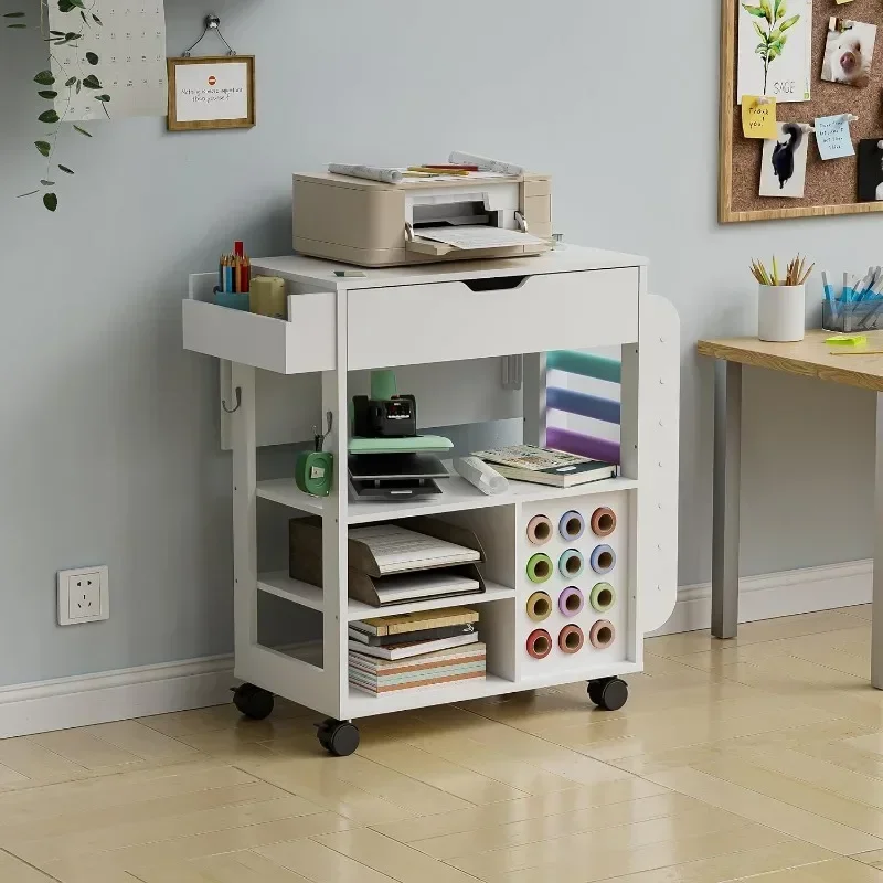 Carrito de Manualidades con Ruedas y Mesa de Almacenamiento, Mesa