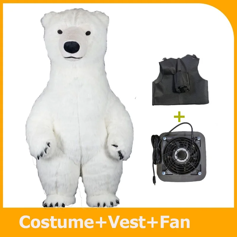 10ft Giant Inflatable Polar Bear Costume Adult Blow Up Fur Plush Mascot Suit Animal Inflated Garment for Party Events no battery mascot costume