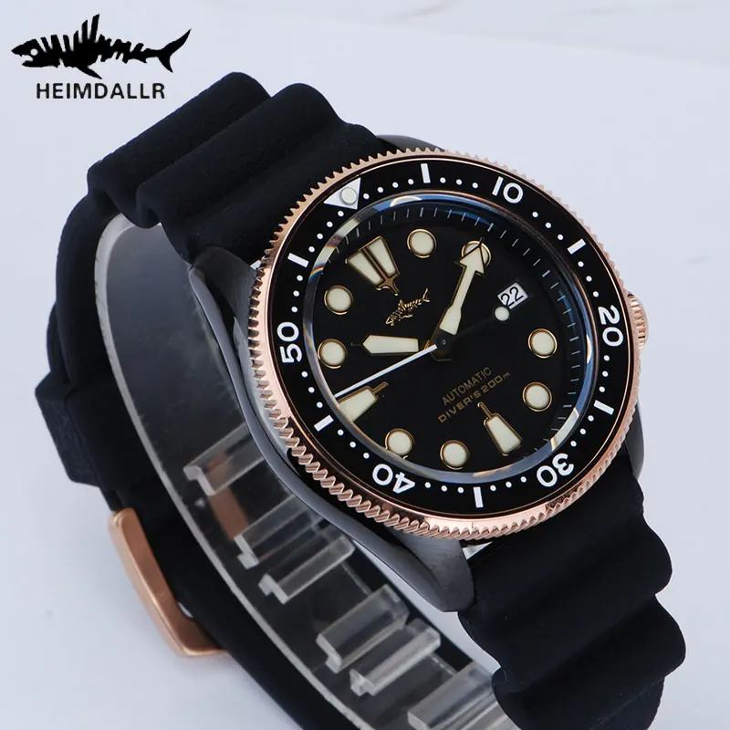 

Темные мужские часы Heimdallr SKX007 с покрытием из PVD чехол Sapphire NH35, Автоматическая Механическая Керамическая рамка 20 бар, водонепроницаемость C3, очень светящиеся