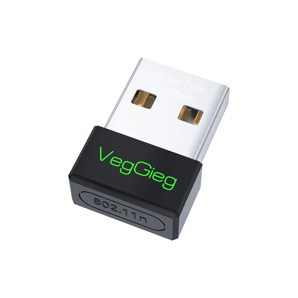 VegGieg 150Mbps Mini USB WiFi Adapter ללא דרייבר 2.4GHz כרטיס רשת אלחוטי למחשב נייד - מתאם רשת