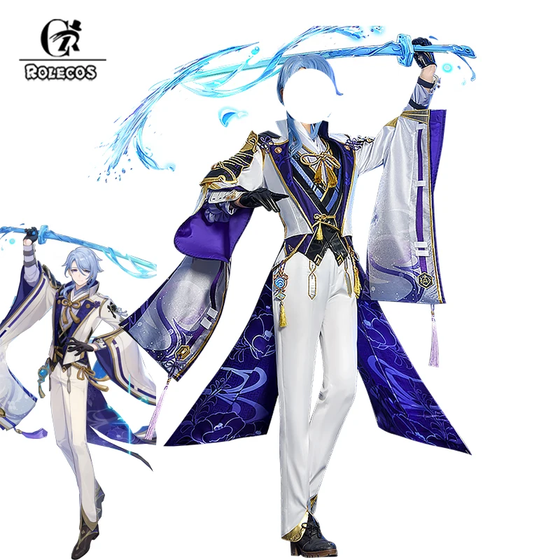 

ROLECOS Game Genshin Impact Kamisato Ayato Cosplay Costume Kamisato Ayato Costume Halloween Men Cosplay Costume Full Set