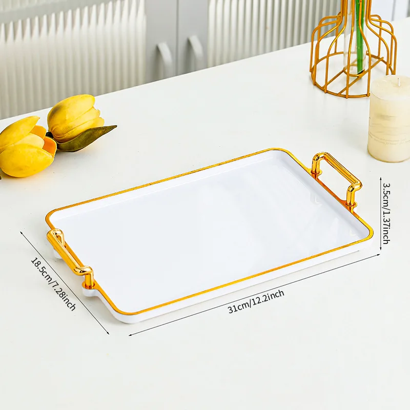 Light Luxury Plastic Tray Household Rectangular Cosmetics Storage Living Room Water Cup Storage Apartment Storage Trays 4
