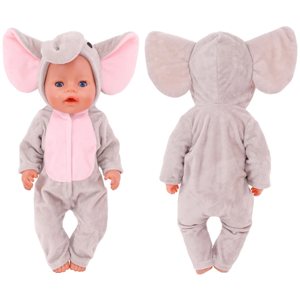 Elephant One-piece Suit Animal Shaped Plush Clothes For 18 inch American & 43 Cm Baby New Born Dolls Clothes,Our Generation Toys 4