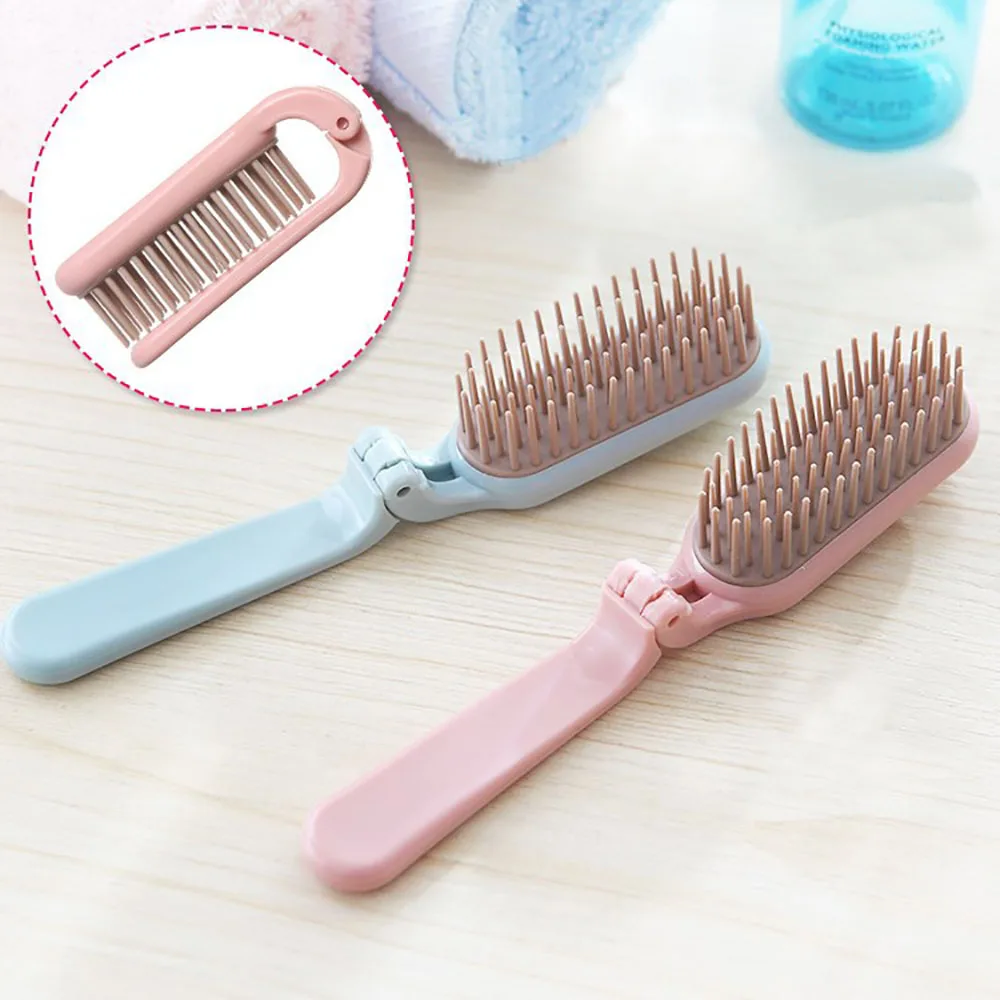 1pc Foldable Hair Comb Portable Travel Curling Straight Hair Brush Soft Tooth Anti Static Head Massager Hair Styling Accessories travel tooth brush case