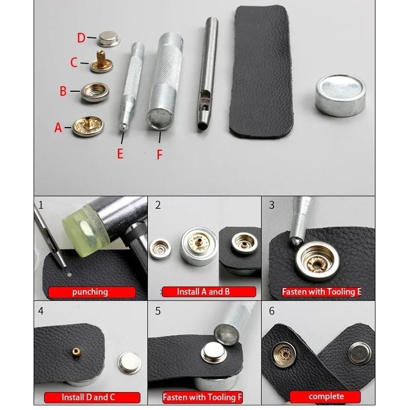 Handwork Button Dies for Brass Fastener Snap Kit Heavy Duty Snap Button Press Stud Cap DIY