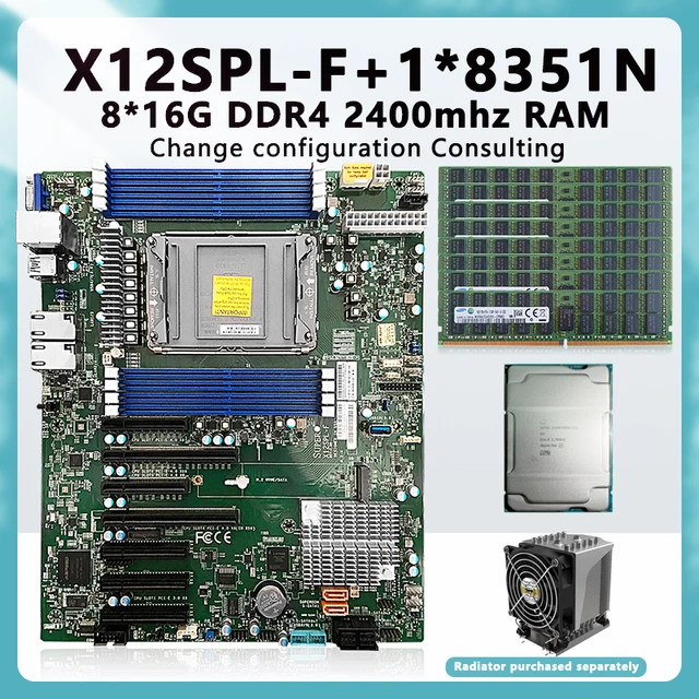 Memória RECC X12SPL-F Placa-mãe, CPU Xeon 8351N, 36C, 72T