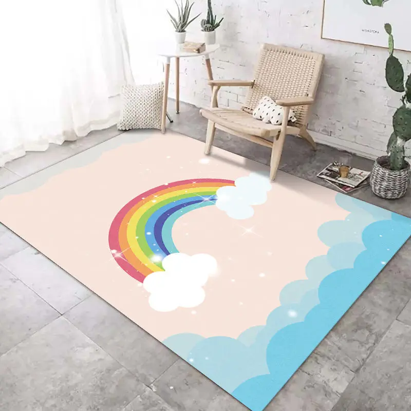 

Children Cartoon Bedroom Carpet Living Room Rugs Entrance Door Mat Non-slip Bath Mat Bedside Kitchen Floor Carpets Rainbow Rug