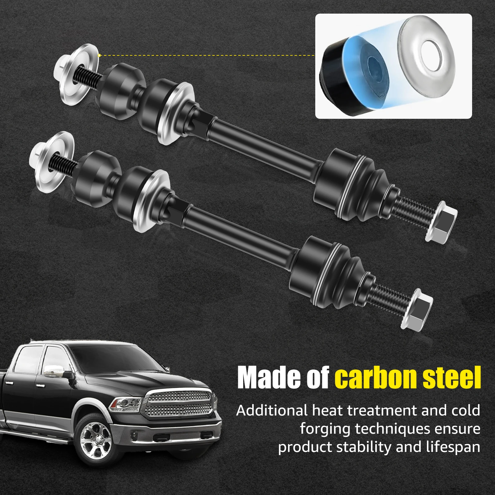 2Pcs Front Stabilizer Bar Link Compatible for 2006 to 2010 1500 4WD Rustproof Front Sway Bar Link Front Sway Bar End Link