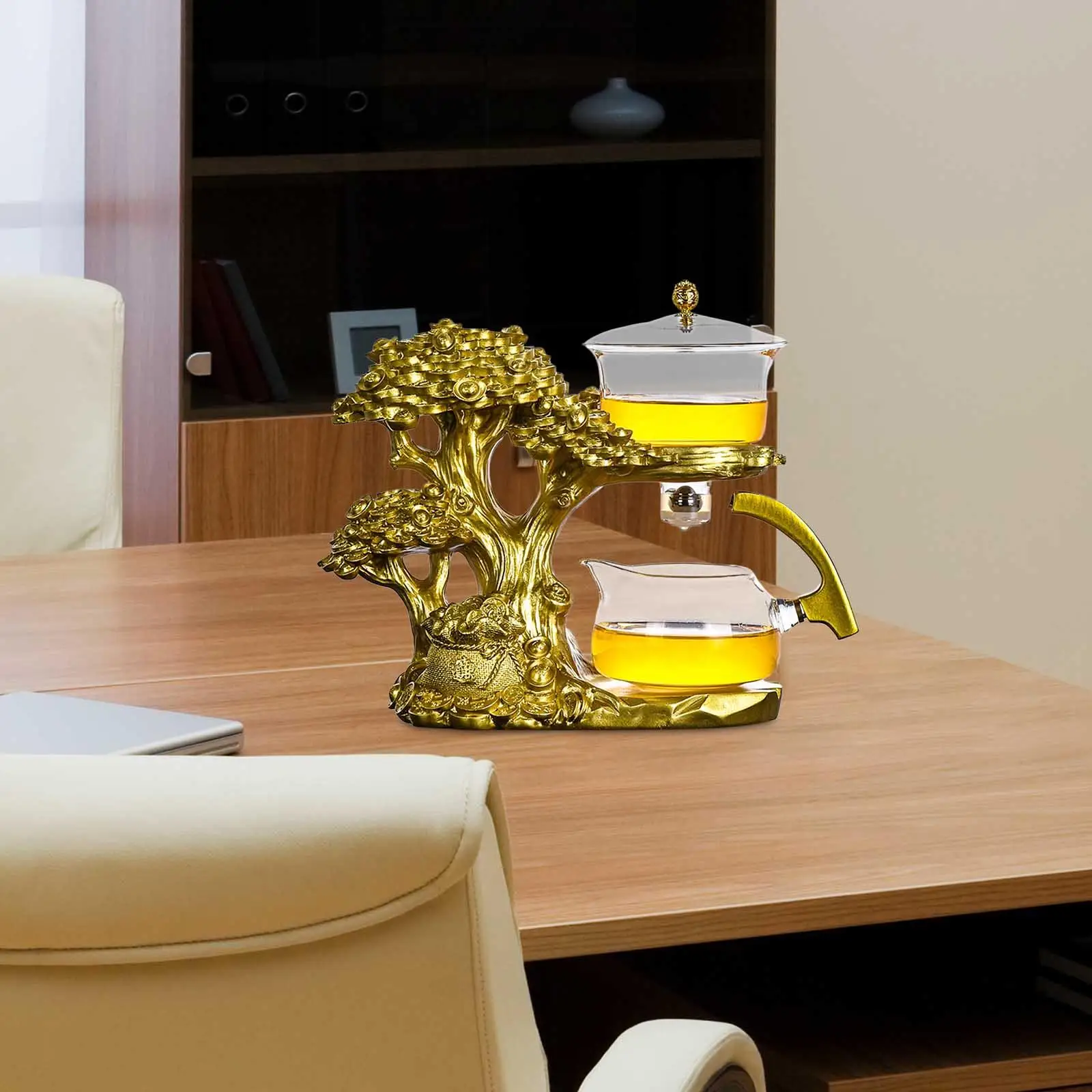 

Чайный набор Kungfu, магнитный стеклянный чайник для денег, дерева, набор для коллекции сокровищ для офиса, чайного дома, декор для стола, домашние подарки для друзей