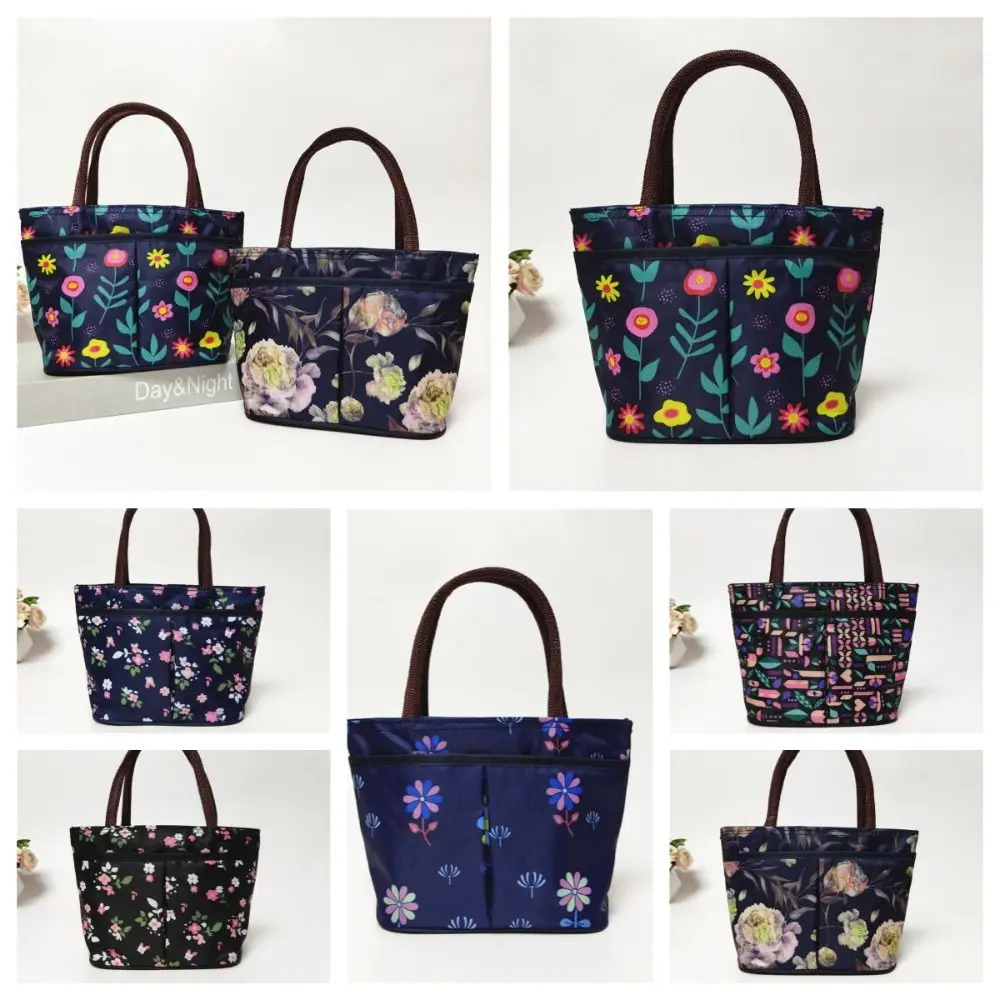 

Floral Flower Handbag Elegant Nylon Shoulder Bag Bucket Mommy Bag Large Capacity Shopping Bag Rose Flower Tote Bag Travel