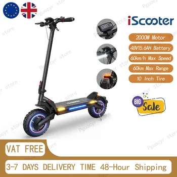Monopattino Elettrico iScooter iX7 Pro con Motore da 2000W, Batteria da 48V 17.5Ah per Sport e Intrattenimento, Pneumatici Fuoristrada da 10 Pollici