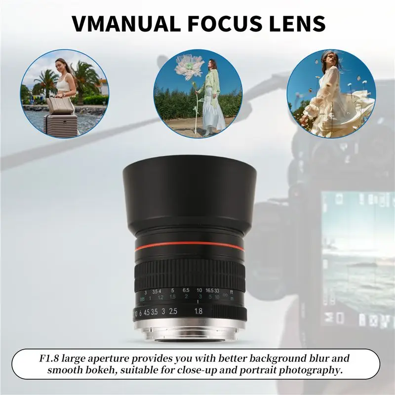 ELECT-85mm F1.8 카메라 렌즈 (캐논용) F1.8 대구경 고정 초점 인물 사진 매크로 수동 초점 SLR 카메라 렌즈