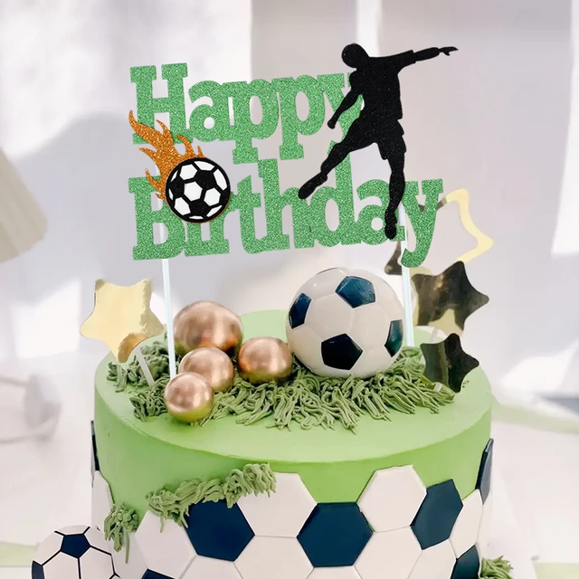 Décoration de gâteau d'anniversaire pour garçon, décor de fête d' anniversaire pour enfant, ballon de Football, basket-ball, fourniture de  fête à thème - AliExpress