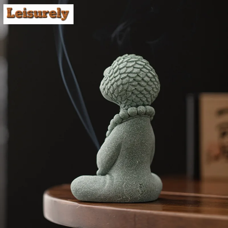 Green Sandstone Chinese Spirit Snake Tea Pet Boutique Fish Tank Landscaping Tea Figurine Play Toys Tea Statue Ornaments Craft 