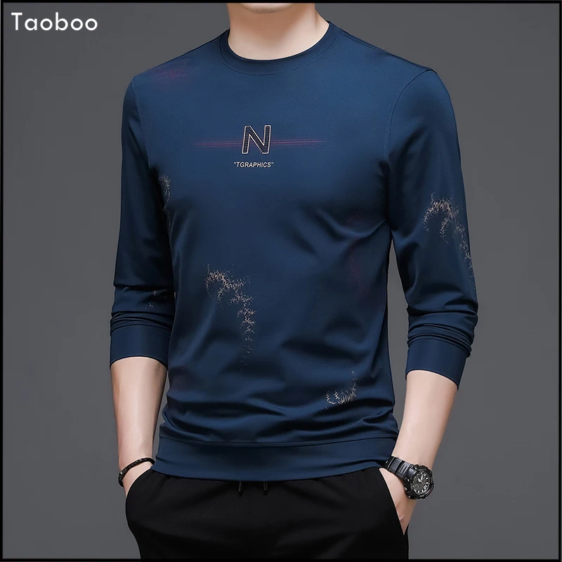 Taoboo 2022 Весенняя Классическая модная футболка для мужчин новая однотонная толстовка с круглым вырезом Мужская винтажная стильная толстовка мужская одежда