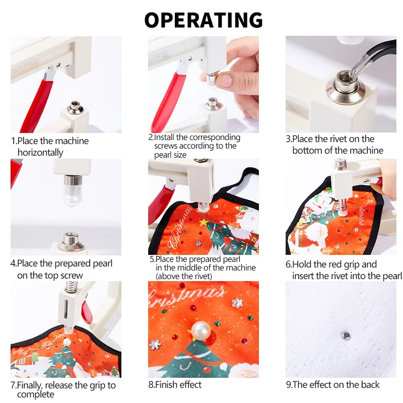Pearl Setting Machine Tools Manual Punching DIY Handmade Beads Manual Pearl Machine Pearls Rivet Buttons for Hats Shoes Clothes