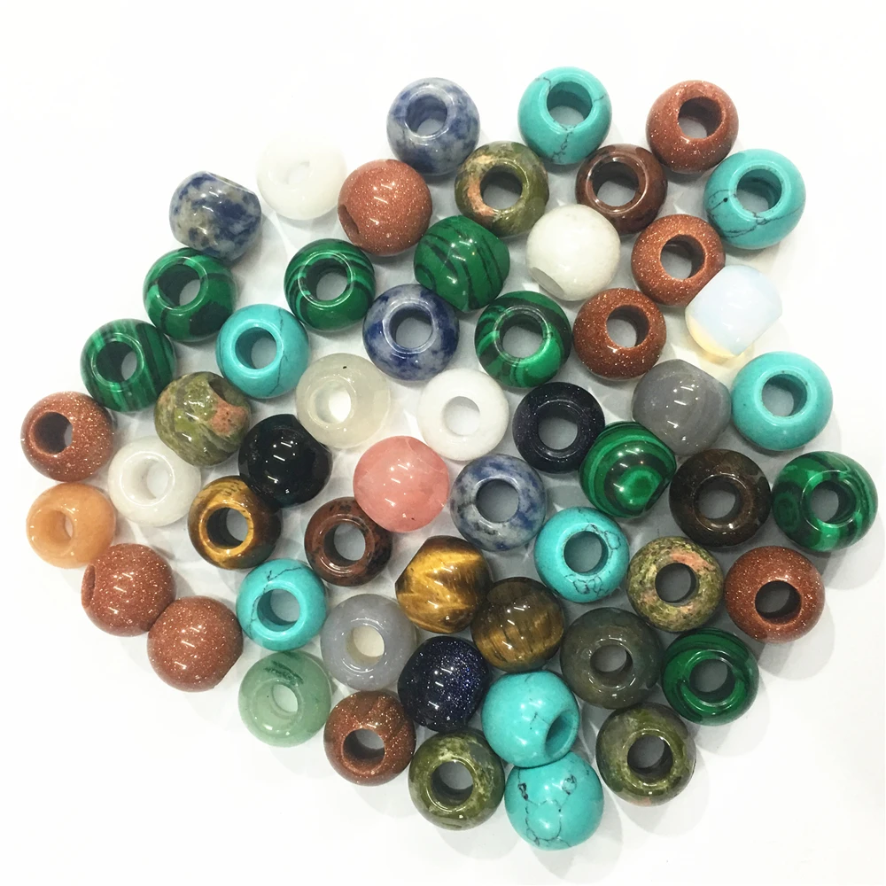 12x10mm Natural Stone European Large Big Hole Beads Charms Pendants for European Bracelet Jewelry Making Wholesale Lots Bulk