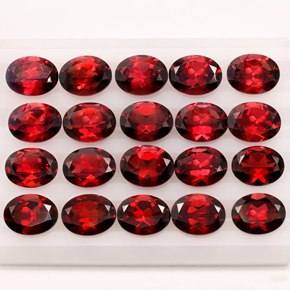 Gemstone Natural Red Garnet Loose Stone Oval Shape 7mm*9mm Good Cutting Good Fire Earring Ring Best Choice For Jewelry Design