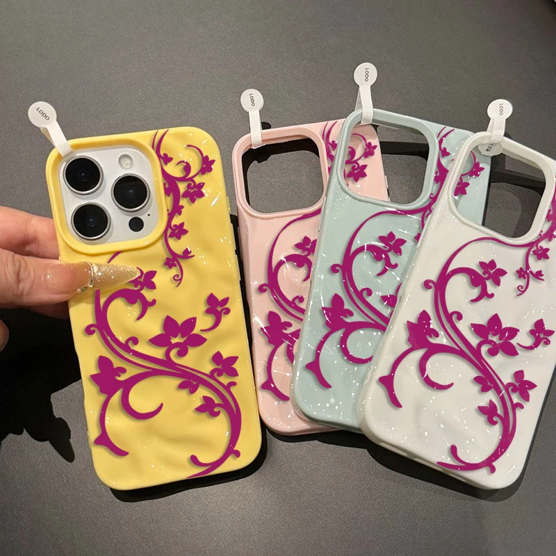 Elegant Hand-Painted Rose & Butterfly Silicone Phone Case - Shockproof Back Cover