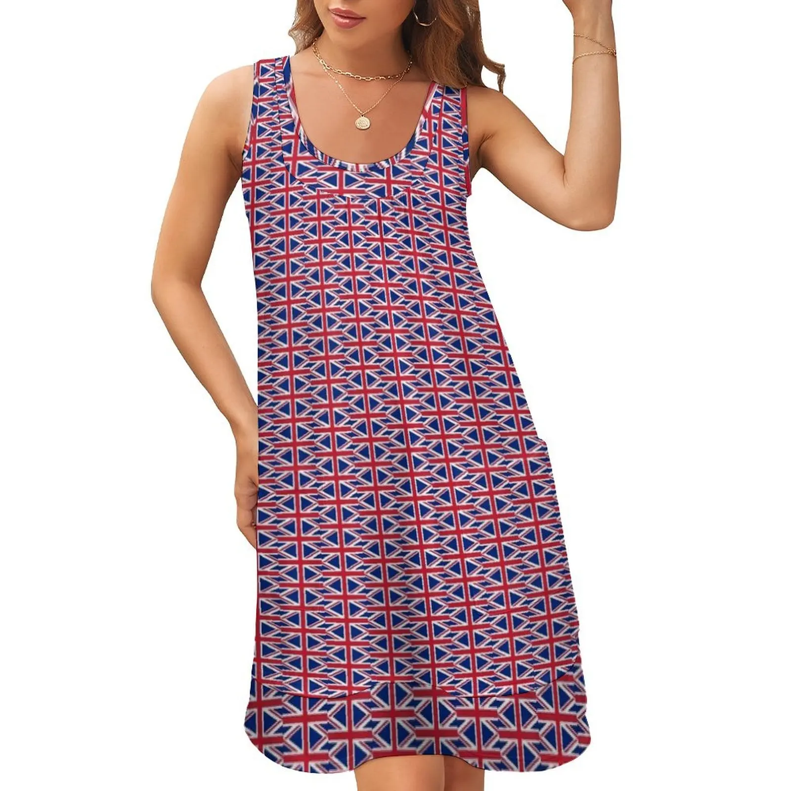 

British Flag- Show your love for Great Britain! Sleeveless U-Neck Fake Two Piece Dress Women's evening dress bandage dress