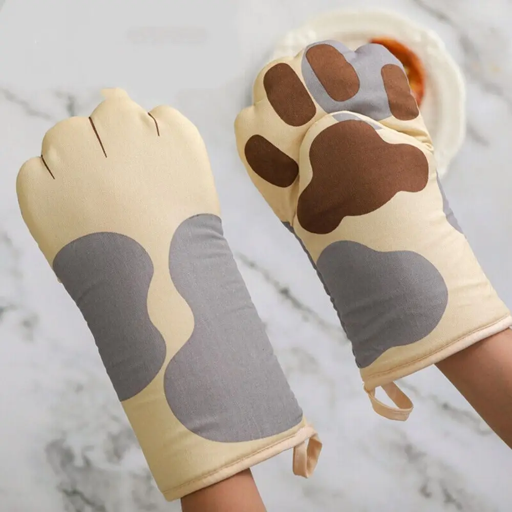 Cute Cat Paws Oven Mitts Cat Claw Baking Oven Gloves Anti-scald Microwave Insulated Gloves