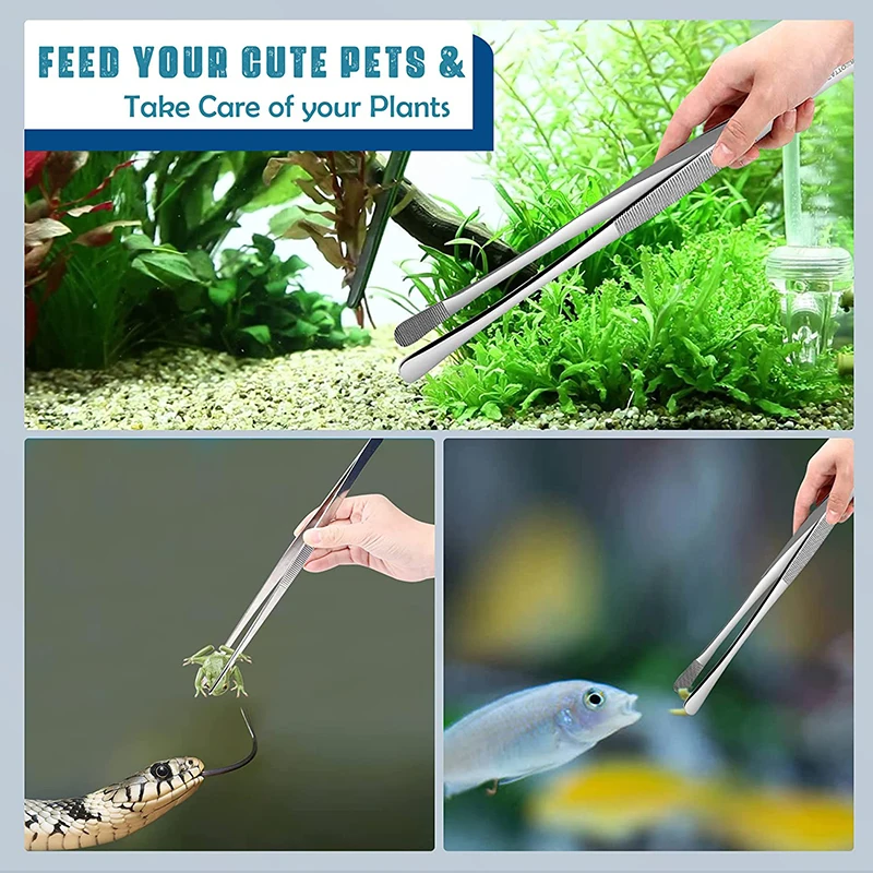 2Pcs 12-Inch Stainless Steel Kitchen Cooking Tongs for Beauty Repairing Pet Feeding BBQ Arts Crafts Food Styling