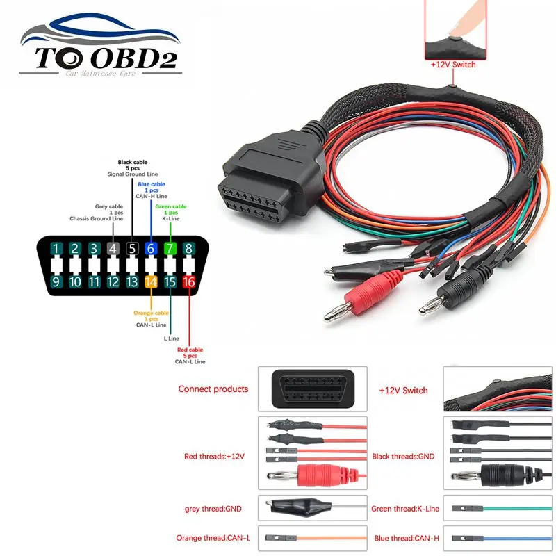 

Автомобильный диагностический адаптер, MPPS V21 V18 OBD2 разрывной тросовой кабель для MPPS V18.12.3.8 OBD разрывной кабель для запуска ECU