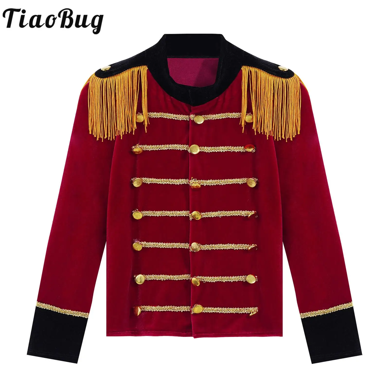 

Kids Boys Circus Coat Ringmaster Costumes Deluxe Royal Guard Jacket Children Role Play Long Sleeves Tassels Drum Tops Tailcoat