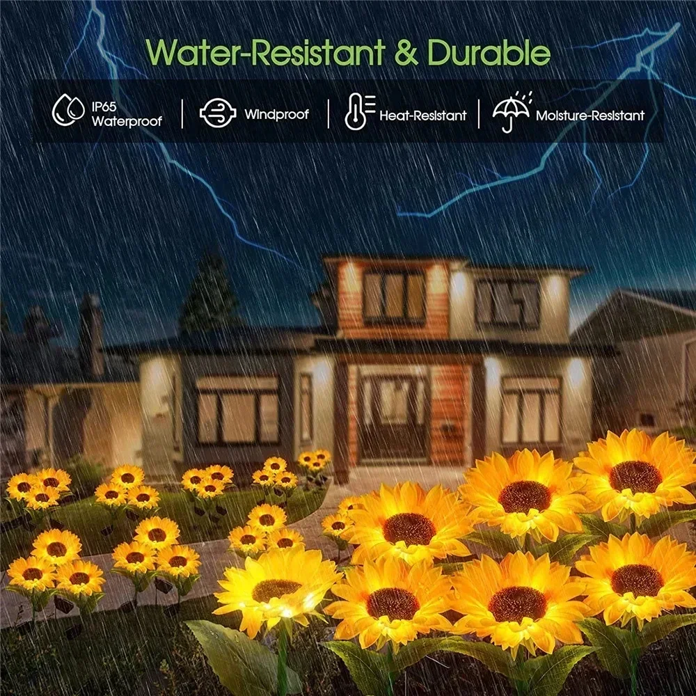 Description Picture 4 of itemLED Sunflower Solar Light Outdoor Waterproof Stake Lawn Lamp Artificial Flower Yard Firefly Lights Garden Decoration 1~4pcs
